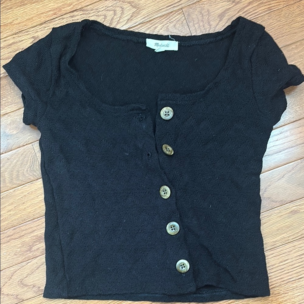 Madewell Black Button-Down Shirt Knit XXS